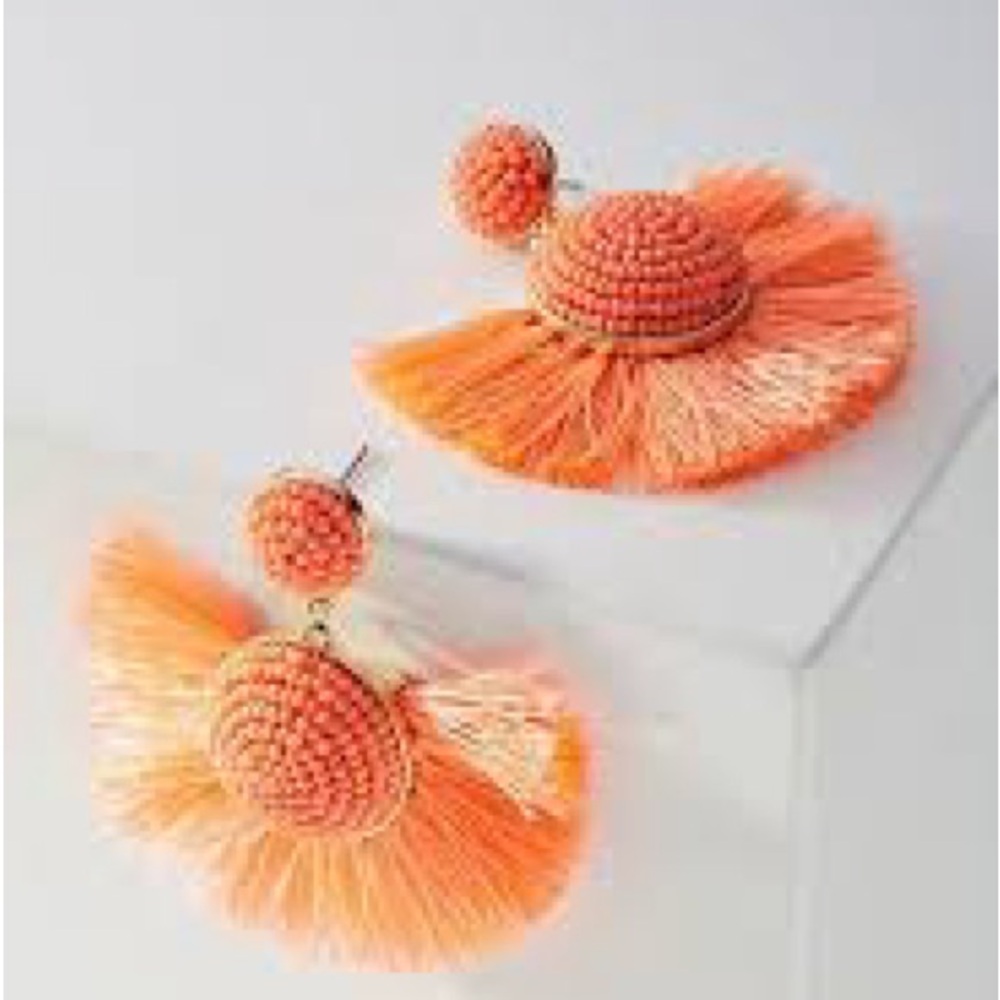 Anthropologie Neon and Tassel Beaded Earrings